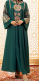 Embroidered Green Special Occasion Long Traditional Middle Eastern Dress