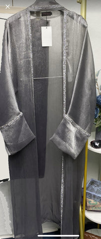 Elegant Shimmery Overlay Open Abaya Special Occasion Eid Dress