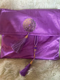 Purple or Gold Travel Prayer Mat Gift Set with Carrying Bag & Glass Dhikr Beads