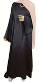 Satin Abaya with Bell Sleeves & Belt