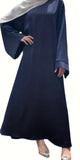 Satin Abaya with Bell Sleeves & Belt