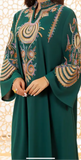 Embroidered Green Special Occasion Long Traditional Middle Eastern Dress