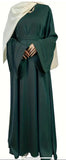 Satin Abaya with Bell Sleeves & Belt