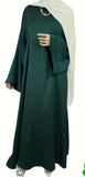 Satin Abaya with Bell Sleeves & Belt