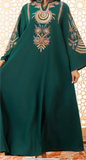 Embroidered Green Special Occasion Long Traditional Middle Eastern Dress