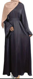 Satin Abaya with Bell Sleeves & Belt