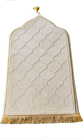 Plush White Velvet Prayer Carpet Rug Sajada