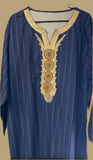Blue Striped Caftan Thobe in Size X Large