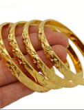 Gold Plated Copper Bangle Set Classic Open Cuff