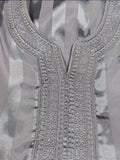 Silver Striped Caftan Thobe in Size Medium