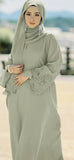 Floral Lace Sleeved  Open Abaya Dress Set