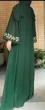 Green Embroidered Vines Abaya Set with matching Hijab