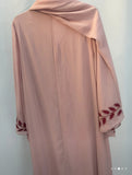 Pink Embroidered Vines Abaya Set with matching Hijab