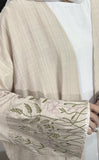 Beige Open Abaya with Embroidered Sleeves