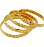 Gold Plated Copper Bangle Set Classic Open Cuff