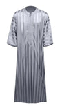 Silver Striped Caftan Thobe in Size Medium