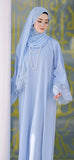 Floral Lace Sleeved  Open Abaya Dress Set