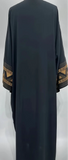 Black Oversized Open Abaya with Embroidered Sleeves