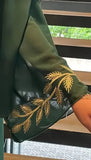 Green Embroidered Vines Abaya Set with matching Hijab
