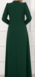 Dark Green Abaya Dress with Silver Sequins