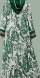 Foliage Print XL Hooded Abaya Dress, various colors