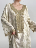 Multicolored Gold & Green Abaya Dress
