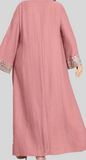 Pink Sequined Embroidered  Abaya Dress