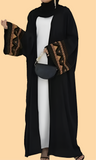 Black or White Oversized Open Abaya with Embroidered Sleeves