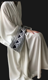 Black or White Oversized Open Abaya with Embroidered Sleeves