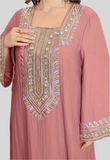 Pink Sequined Embroidered  Abaya Dress