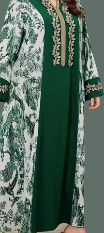 Foliage Print XL Hooded Abaya Dress, various colors