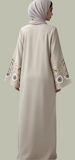 Beige Embroidered Sleeved Oversized Abaya