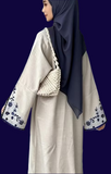 Beige Embroidered Sleeved Oversized Abaya