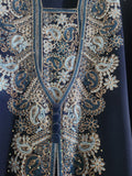 Blue Beaded Embellished Rhinestone Abaya / Eid Dress w/ Hijab