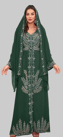 Green Chiffon 3 piece Beaded Eid Dress