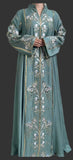 Seafoam Green Embroidered Sequind Abaya Dress