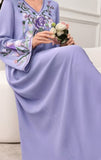 Lavender Abaya Dress with Floral Embroidering