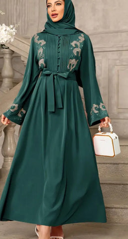 Dark Green Embellished Abaya / Eid Dress
