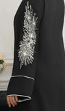 Black android Silver Fancy Beaded & Sequined Abaya Dress