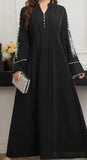 Black android Silver Fancy Beaded & Sequined Abaya Dress