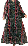 Multicolored Abaya Dress with silver Sudding