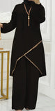 Modest Black Pants Suit with Sequin Accents