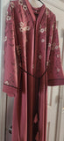 Pink Rose Abaya Dress with Floral Embroidering
