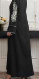 Black android Silver Fancy Beaded & Sequined Abaya Dress