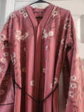 Pink Rose Abaya Dress with Floral Embroidering