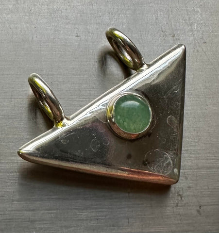 Sterling Silver Taweez Pendant with Aventurine stone